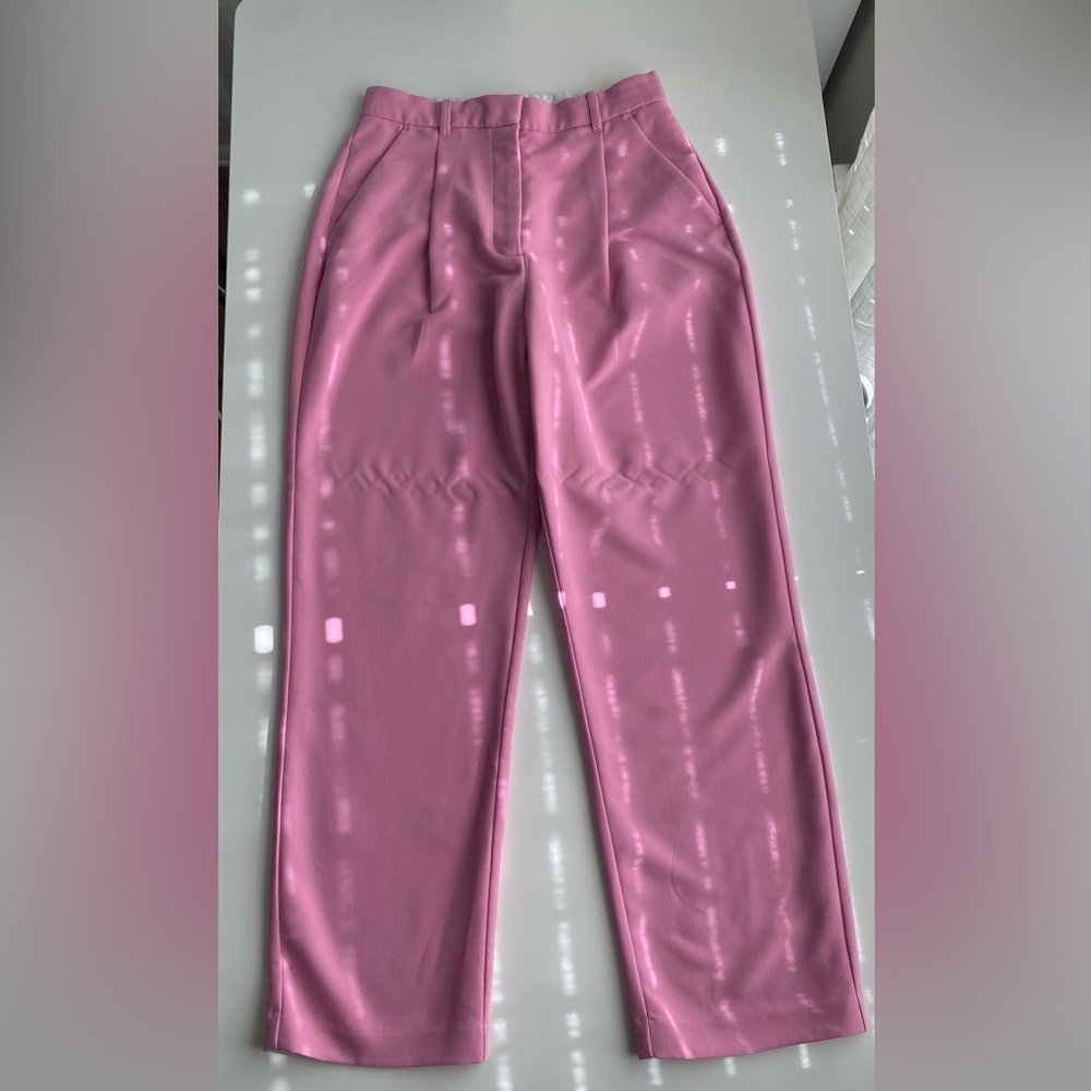 Curve Love A&F Sloane Tailored Relaxed Straight Pant Pink
